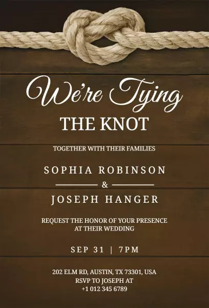 Rustic Western Wedding Tying the Knot Celebration Invitation Template