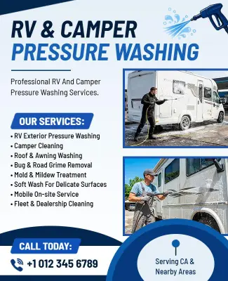 RV and Camper Pressure Washing Service Flyer Template