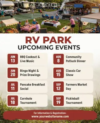 RV Park Upcoming Events Schedule Flyer Template