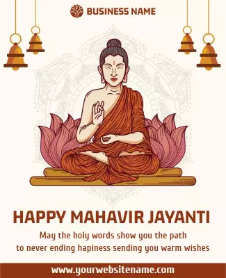 Sacred Decorative Mahavir Jayanti Celebration Flyer Template