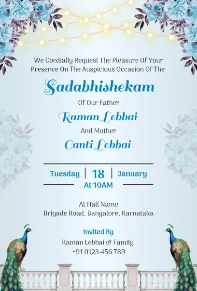 Sadabhishekam Ceremony Celebration Family Event Invitation Template