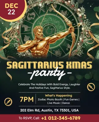Sagittarius Themed Christmas Party Flyer Template