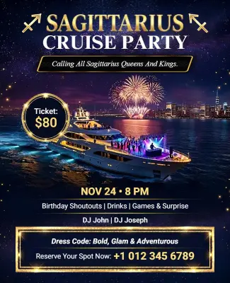 Sagittarius Zodiac Cruise Party Flyer Template