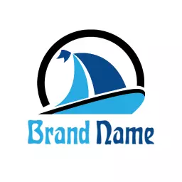 Sailing Boat in Blue Colors Representing Shipping Services Logo Template