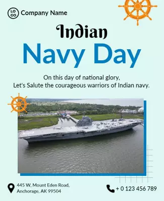 Sailor-Themed Indian Navy Day Celebration Poster Template