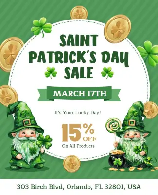 Festive Green Saint Patrick's Day Sale Flyer Template