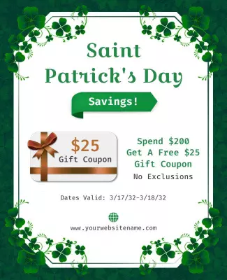 Saint Patricks Day Savings Coupon Flyer Template