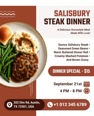 Salisbury Steak Dinner Event Flyer Template