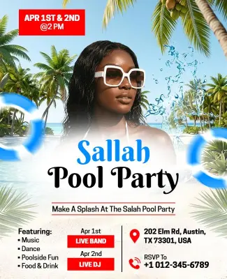 Sallah Pool Party Event Flyer Template