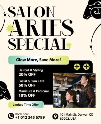 Salon Aries Special Discount Services Flyer Template