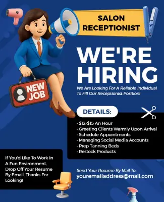 Salon Receptionist Hiring Announcement Flyer Template