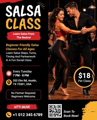 Salsa Dance Class Promotion Flyer Template