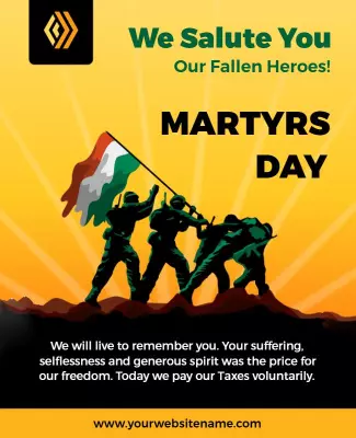 Salute to Our Heroes Martyrs Day Memorial Poster Template