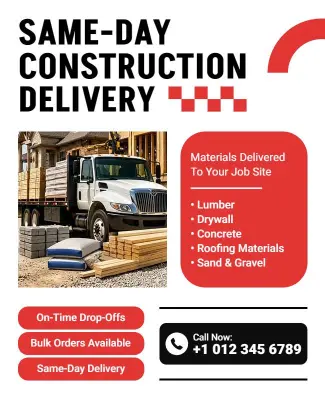 Same-Day Construction Delivery Flyer Template