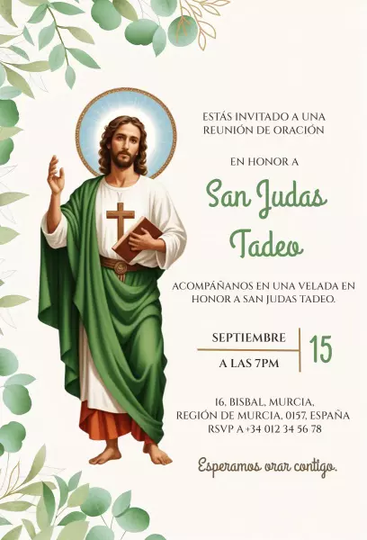 San Judas Tadeo Prayer Meeting Church Invitation Template