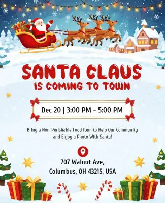 Santa Claus Is Coming Holiday Event Flyer Template