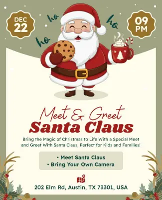Santa Claus Meet and Greet Event Flyer Template