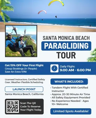 Santa Monica Beach Paragliding Tour Flyer Template
