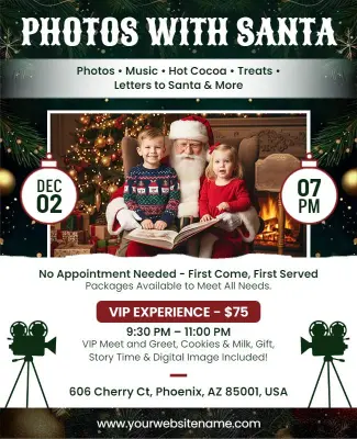 Santa Photo Meet and Greet Event Flyer Template