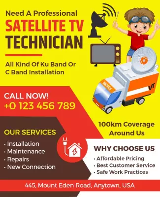 Satellite Tv Technician Service Flyer Template