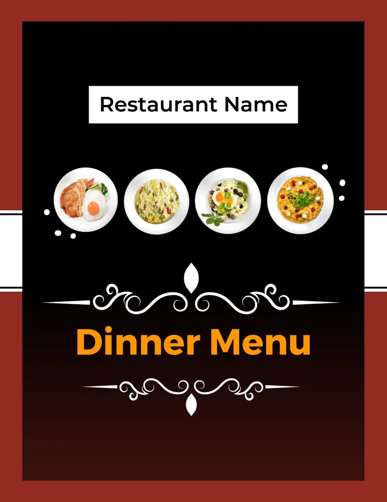 Satisfying Hearty Meals and Flavorful Options Dinner Menu Template