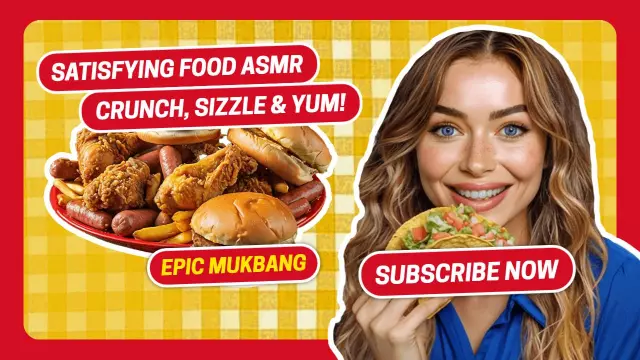 Satisfying Mukbang Food ASMR Crunch Sizzle YouTube Thumbnail Template