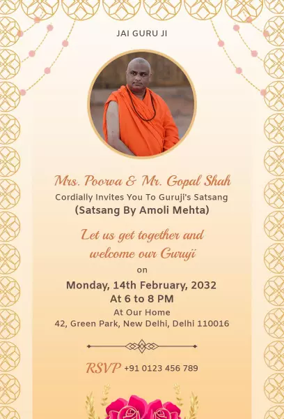 Satsang Gathering Spiritual Pooja Invitation Template