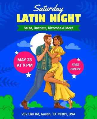 Saturday Latin Night Event Flyer Template