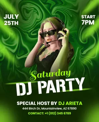 Saturday Night Dj Party Flyer Template