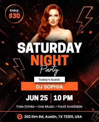Saturday Night Party Event Poster Template