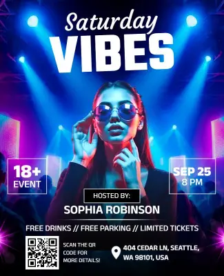 Saturday Night Vibes Party Flyer Template
