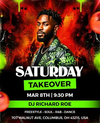 Saturday Takeover Music Party Flyer Template