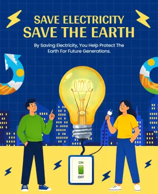 Save Electricity Awareness Campaign Poster Template