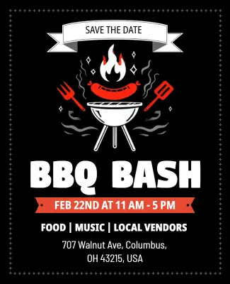 Save the Date BBQ Bash Event Flyer Template