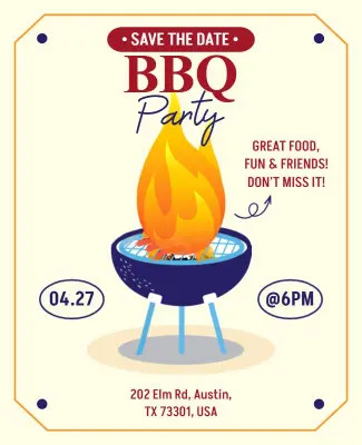 Playful Colorful BBQ Party Save the Date Flyer Template