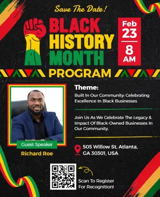 Save the Date Black History Month Celebration Program Flyer Template