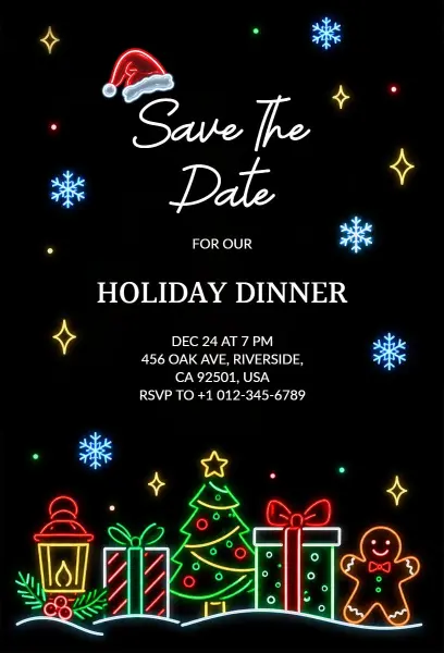Save the Date Christmas Dinner Invitation Template