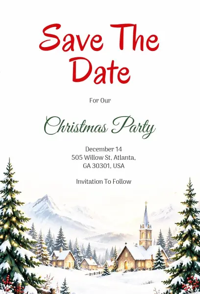 Save the Date Festive Christmas Invitation Template