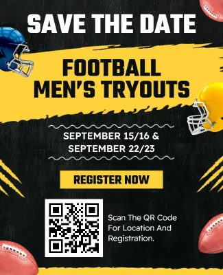Save the Date Football Men's Tryouts Event Flyer Template