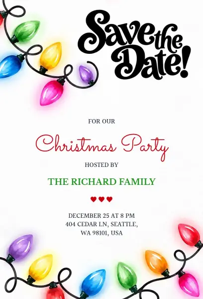 Save the Date for Family Christmas Celebration Invitation Template