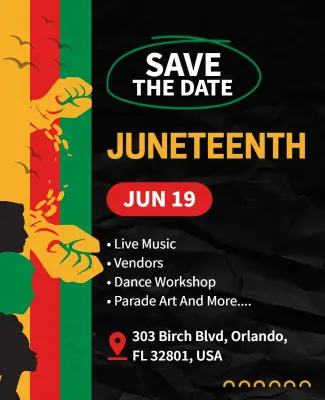Save the Date Juneteenth Parade Flyer Template