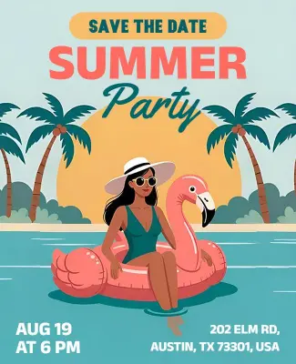 Save the Date Summer Party Flyer Template