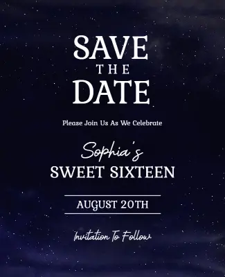 Save the Date Sweet Sixteen Celebration Flyer Template