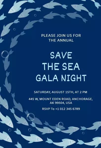 Save the Sea Ocean Conservation Gala Invitation Template