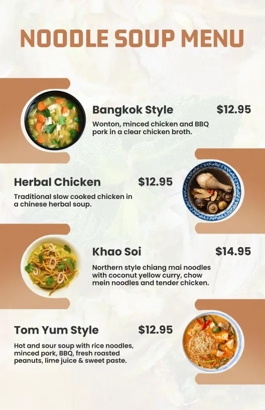 Savoring Delicious and Heartwarming Noodle Soup Creations Menu Template