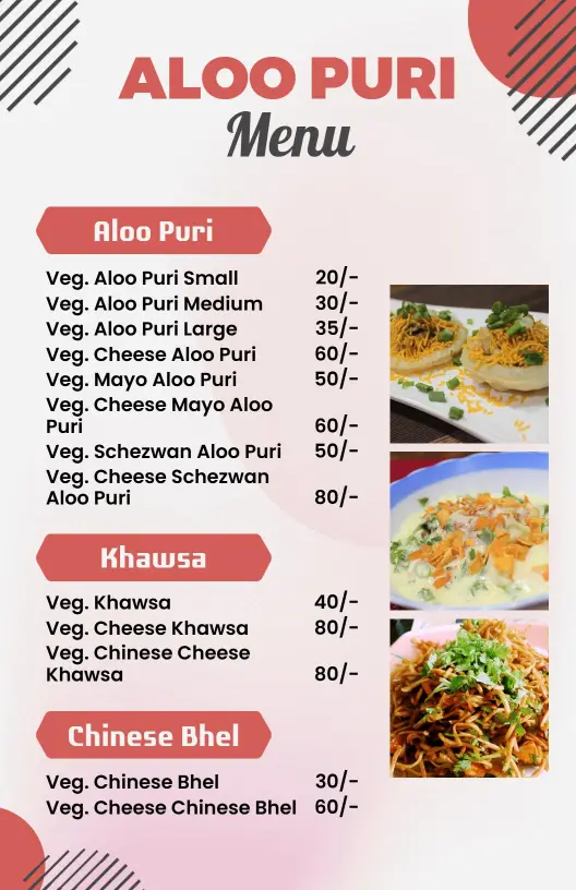 Savory Aloo Puris and Flavorful Indian Dishes Indian Cuisine Menu Template