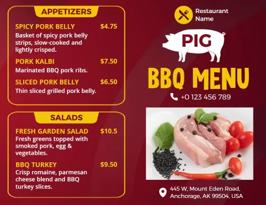 Savory BBQ Ribs and Chicken with Flavorful Sides BBQ Menu Template
