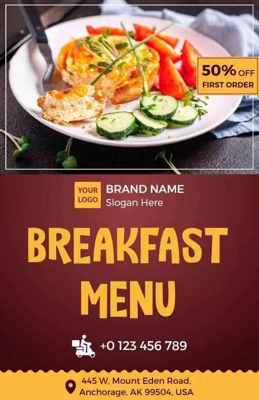 Savory Breakfast Classics Featuring Eggs and Pancakes Breakfast Menu Template