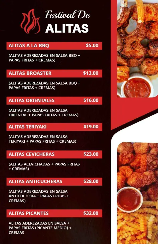Savory Chicken Wings in Unique Flavors and Styles Chicken Menu Template