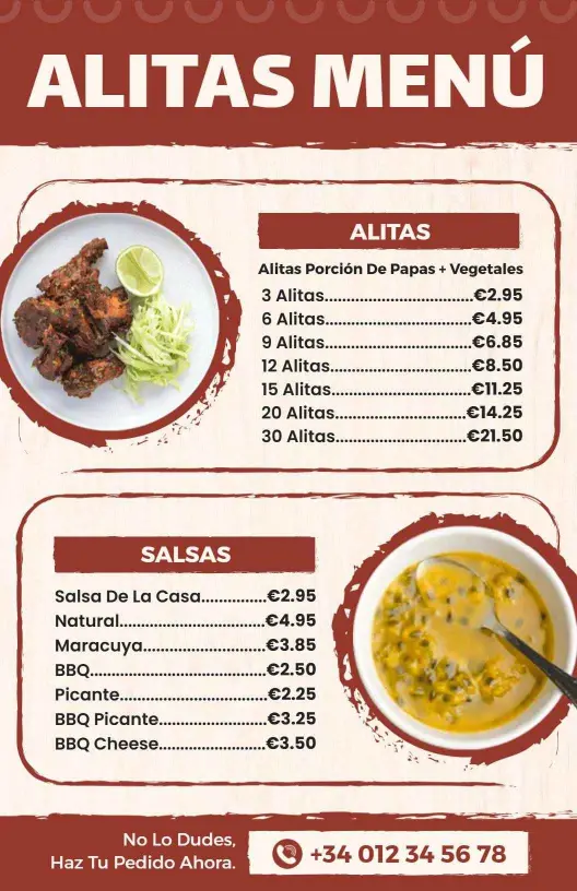 Savory Chicken Wings with Flavorful Dipping Sauces Chicken Menu Template